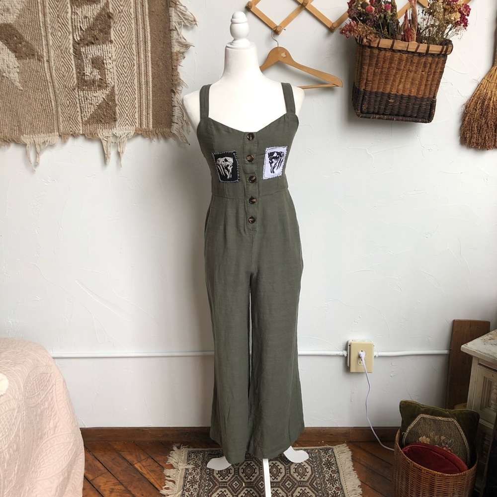 🌻Jumpsuit with DIY Hand Stitched Matching Patches